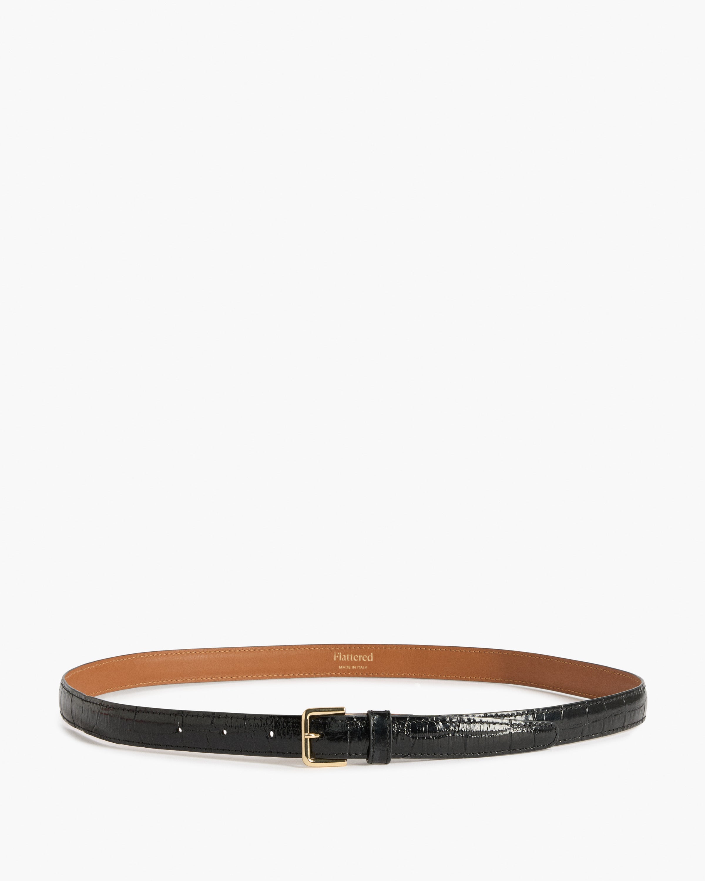 Barbara Belt Leather Black Croco – Flattered