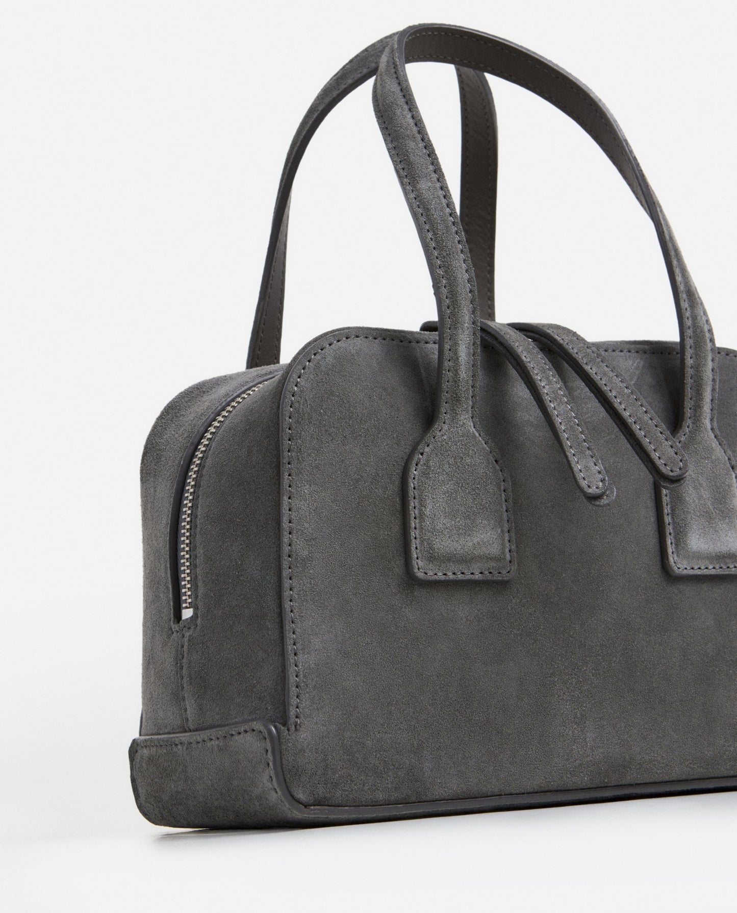 Laci Mini Bowler Bag Suede Stone Grey