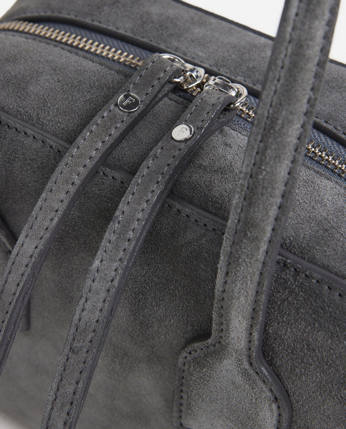 Laci Mini Bowler Bag Suede Stone Grey