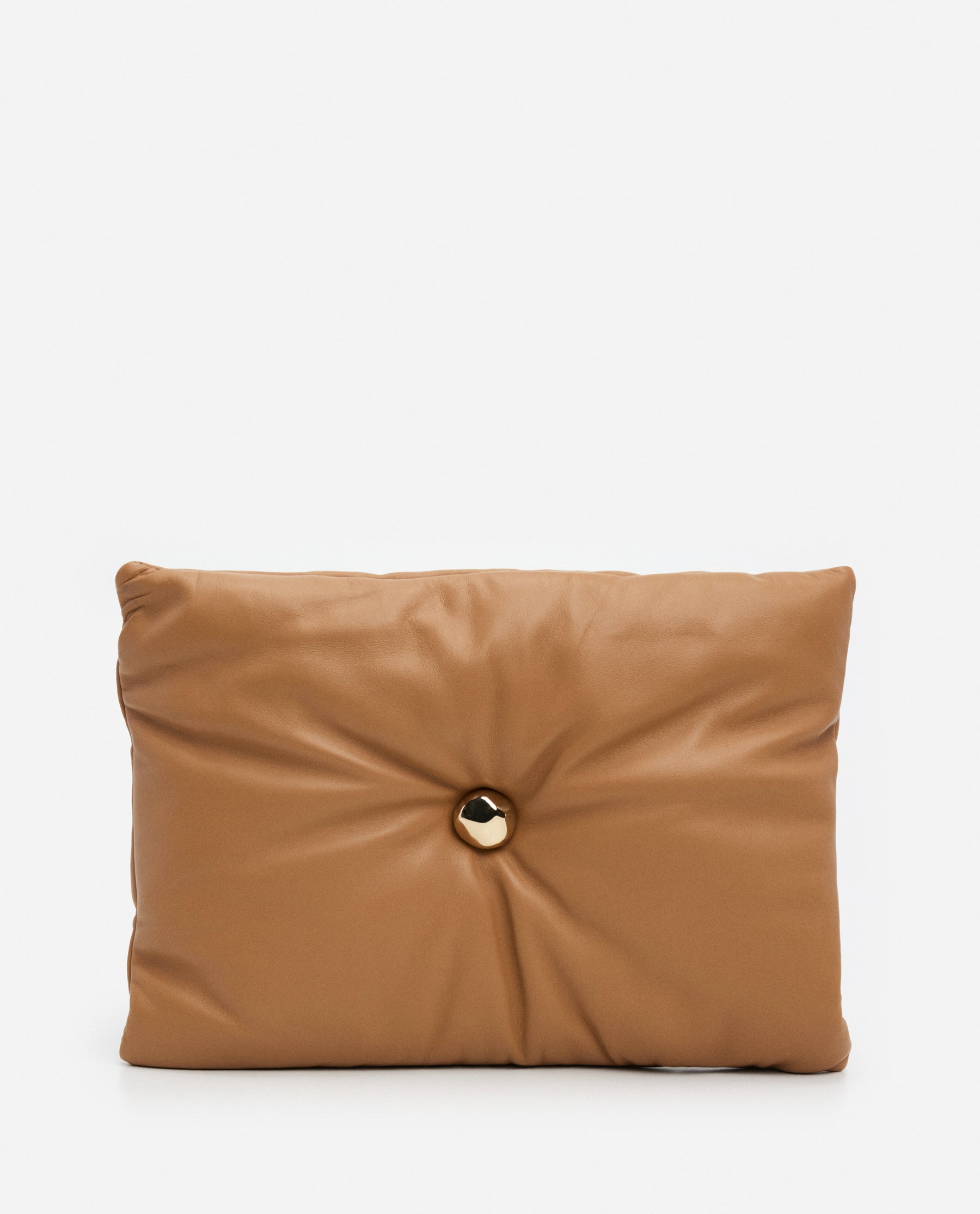 Pia Pillow Clutch Leather Camel – Flattered - Main Image