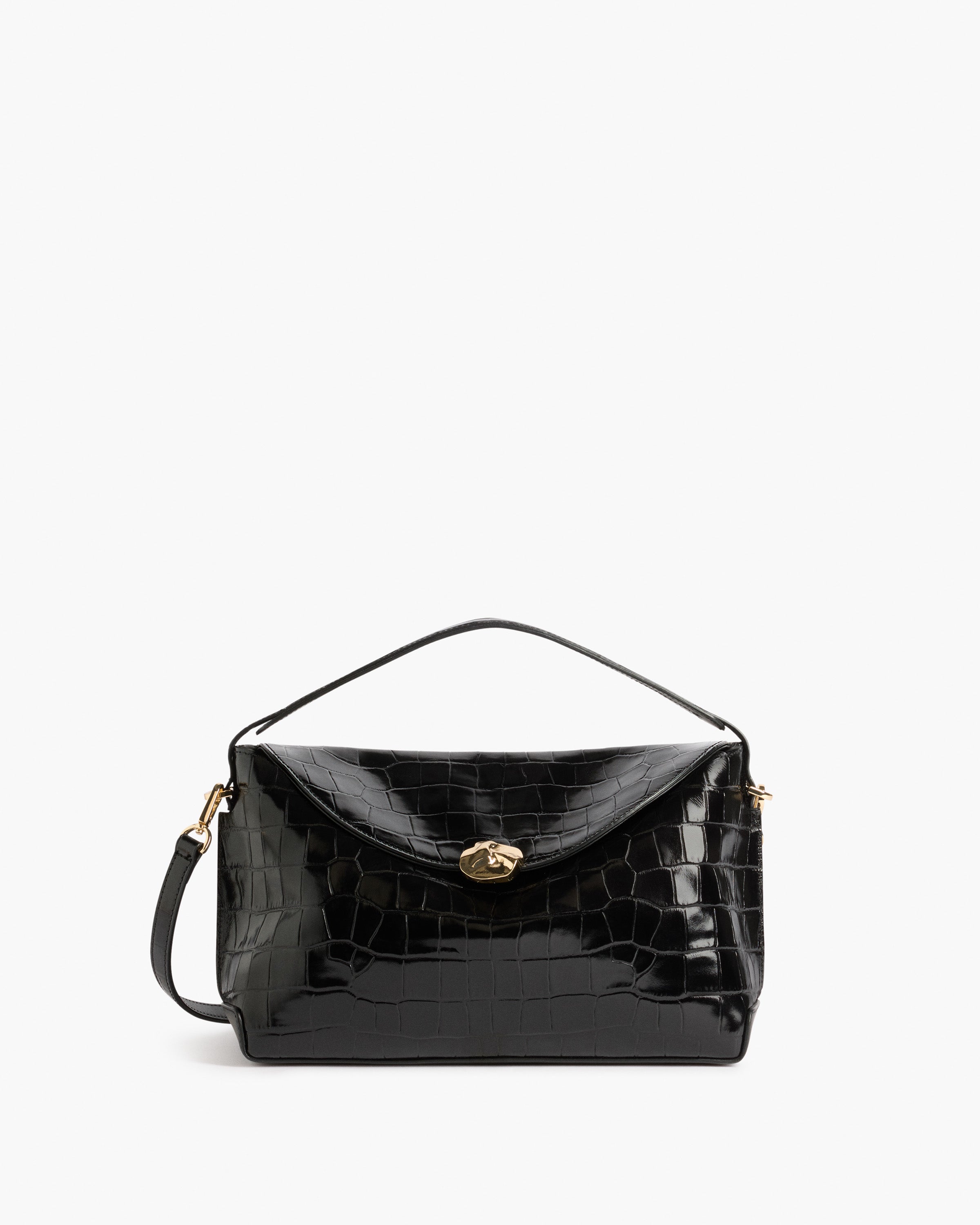 Hanna Grande Bag Leather Croco Black Bag – Flattered