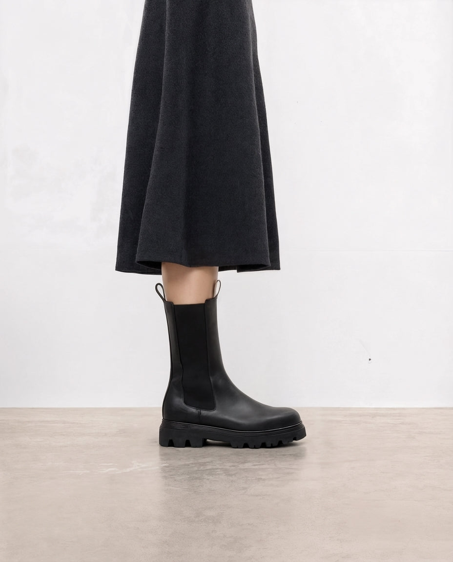 Lia Leather Black Boot – Flattered