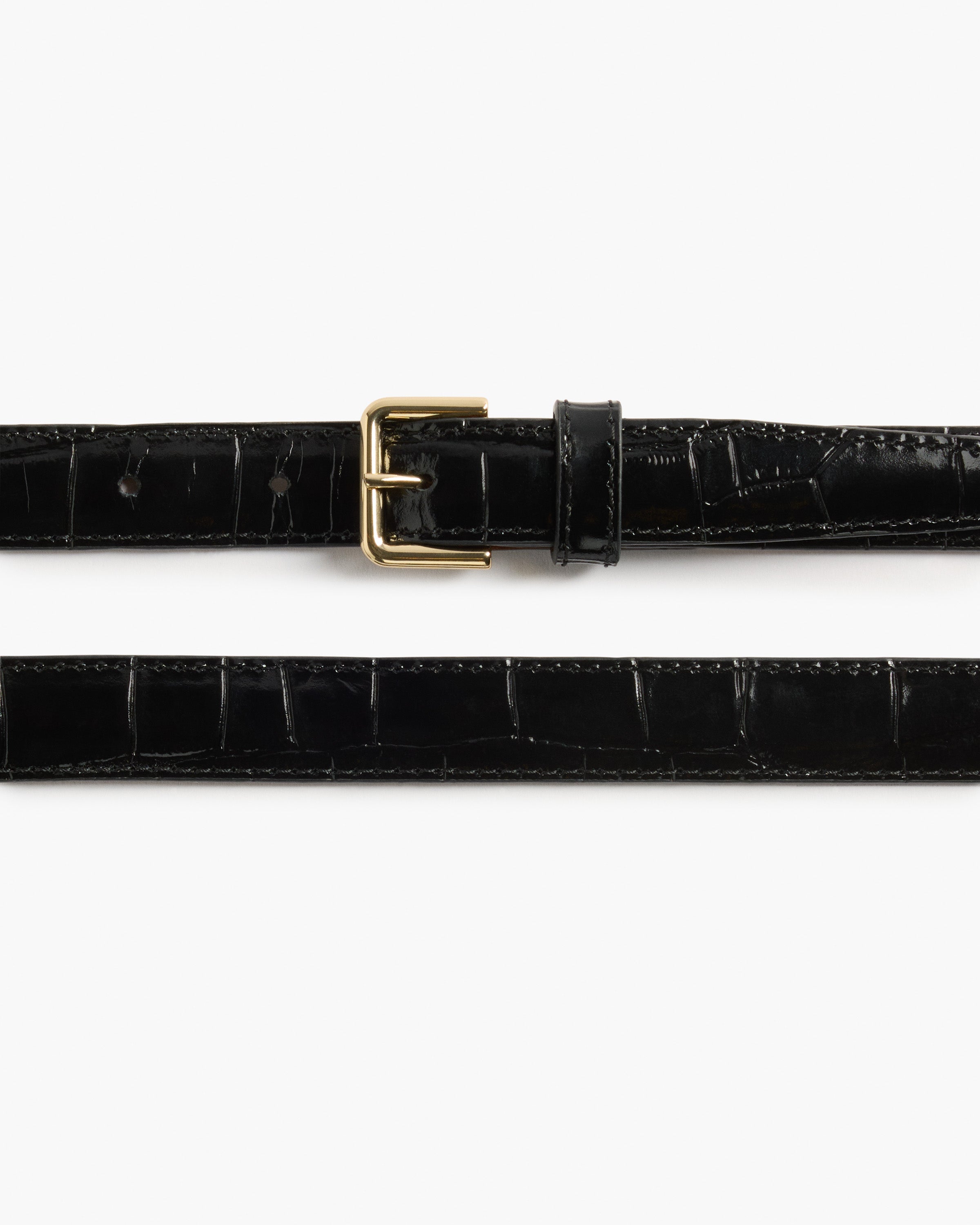 Barbara Belt Leather Black Croco – Flattered