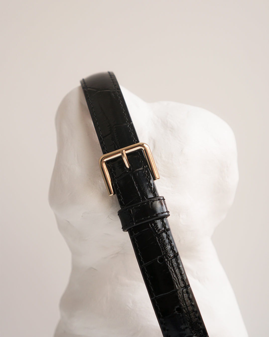 Barbara Belt Leather Black Croco