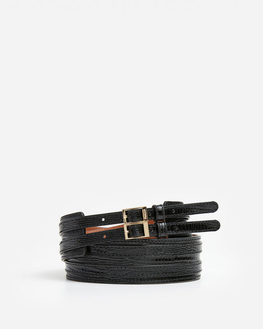 Emily Belt Lizzard Leather Black