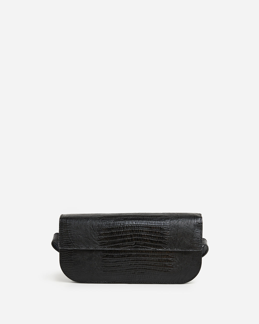 Lillie Shoulder Bag Leather Black Lizzard