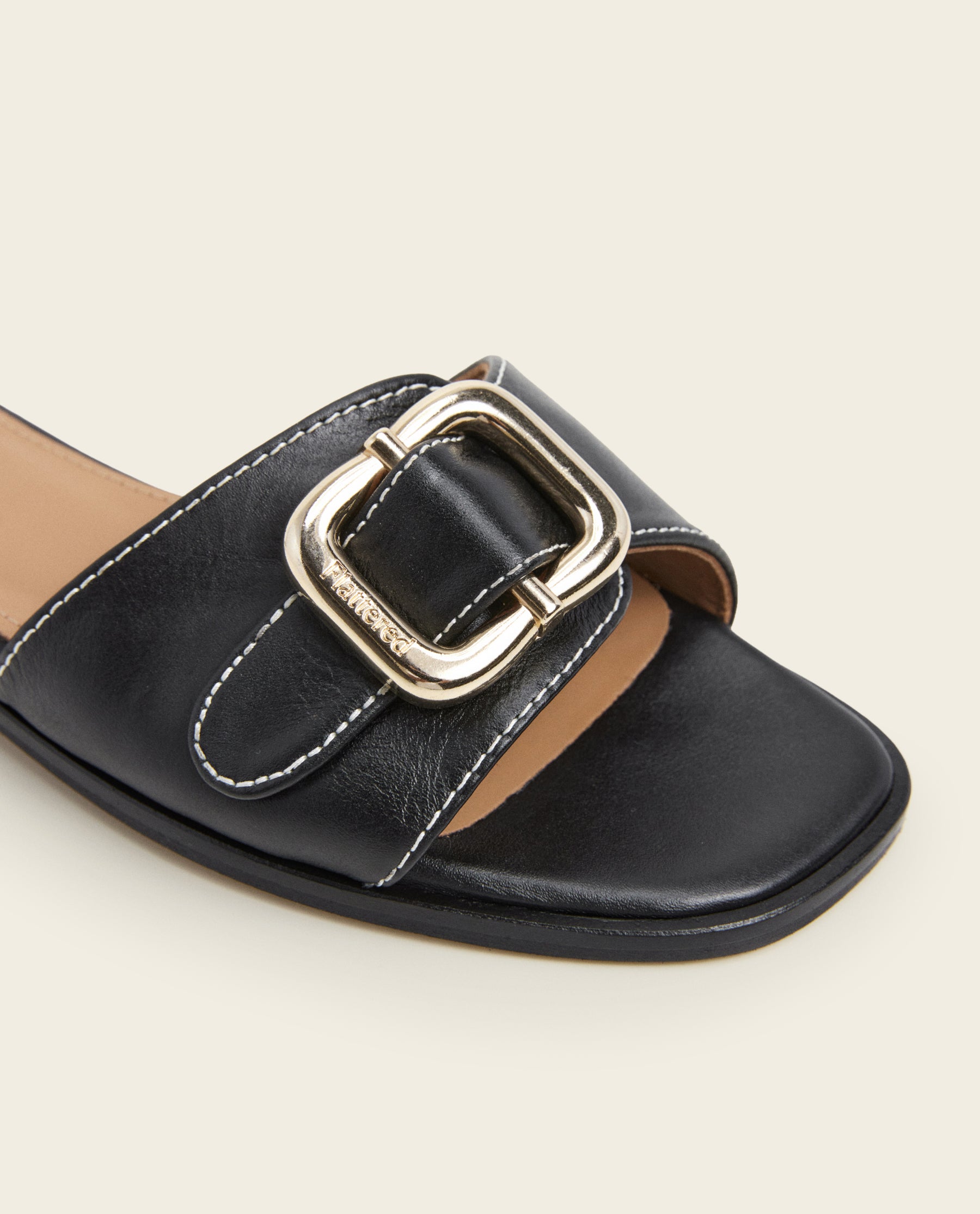 IENA FLATTERED MILLIE フラッタード ミュール サンダル Mimi Leather Black Sandal – Flattered