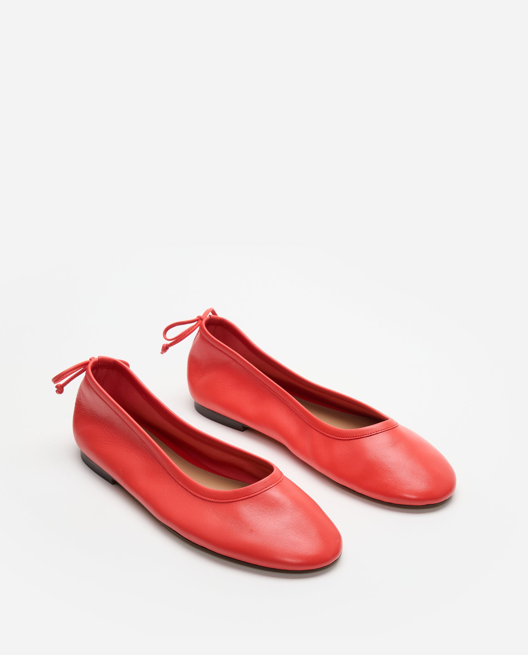 strapless open back dress Pat Leather Poppy Red Ballet Flat – Flattered