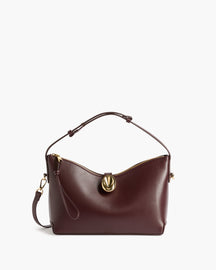 Gaia Ornament Handbag Leather Burgundy