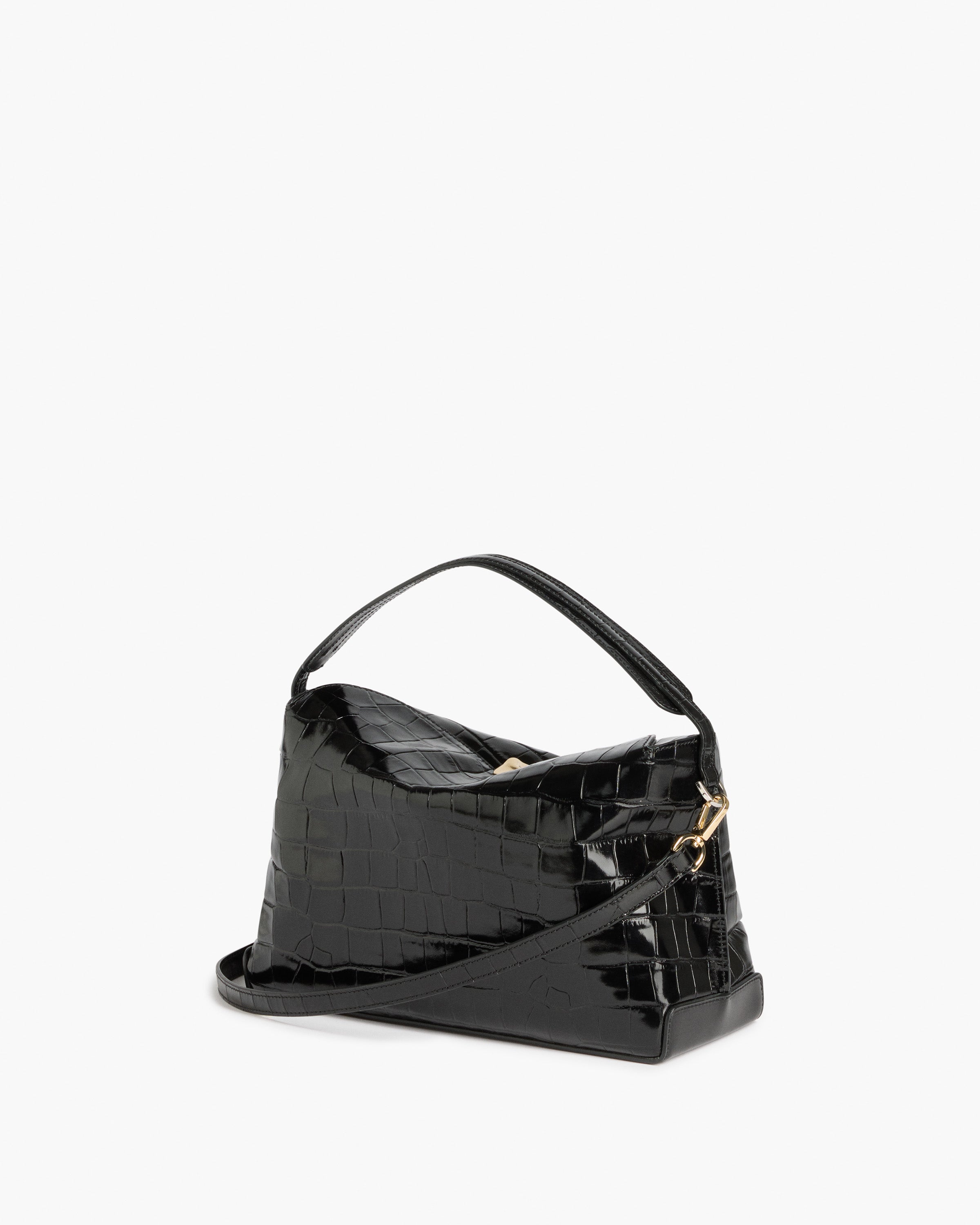 Hanna Grande Bag Leather Croco Black Bag – Flattered
