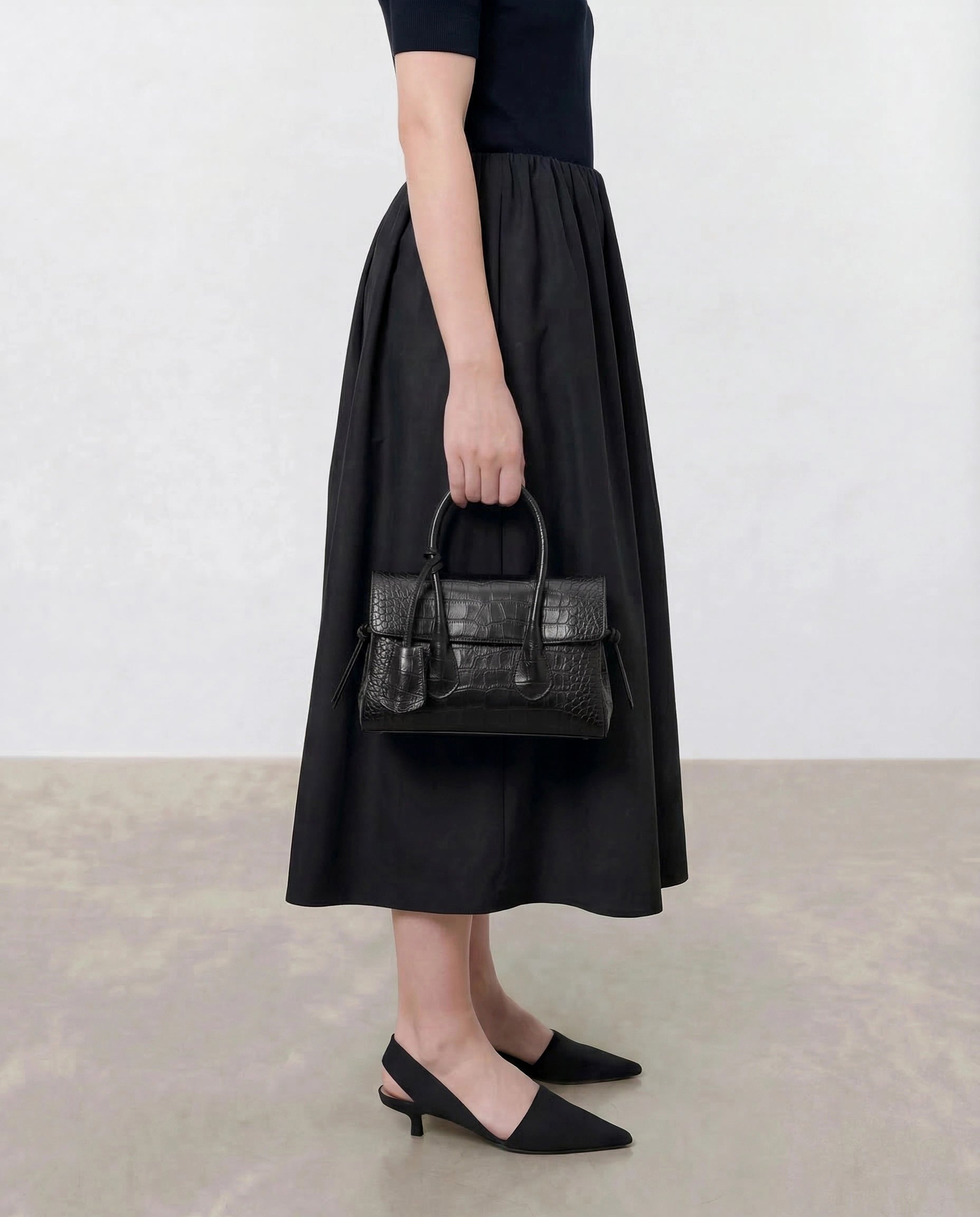 Lydia Mini Bag Leather Black Croco – Flattered