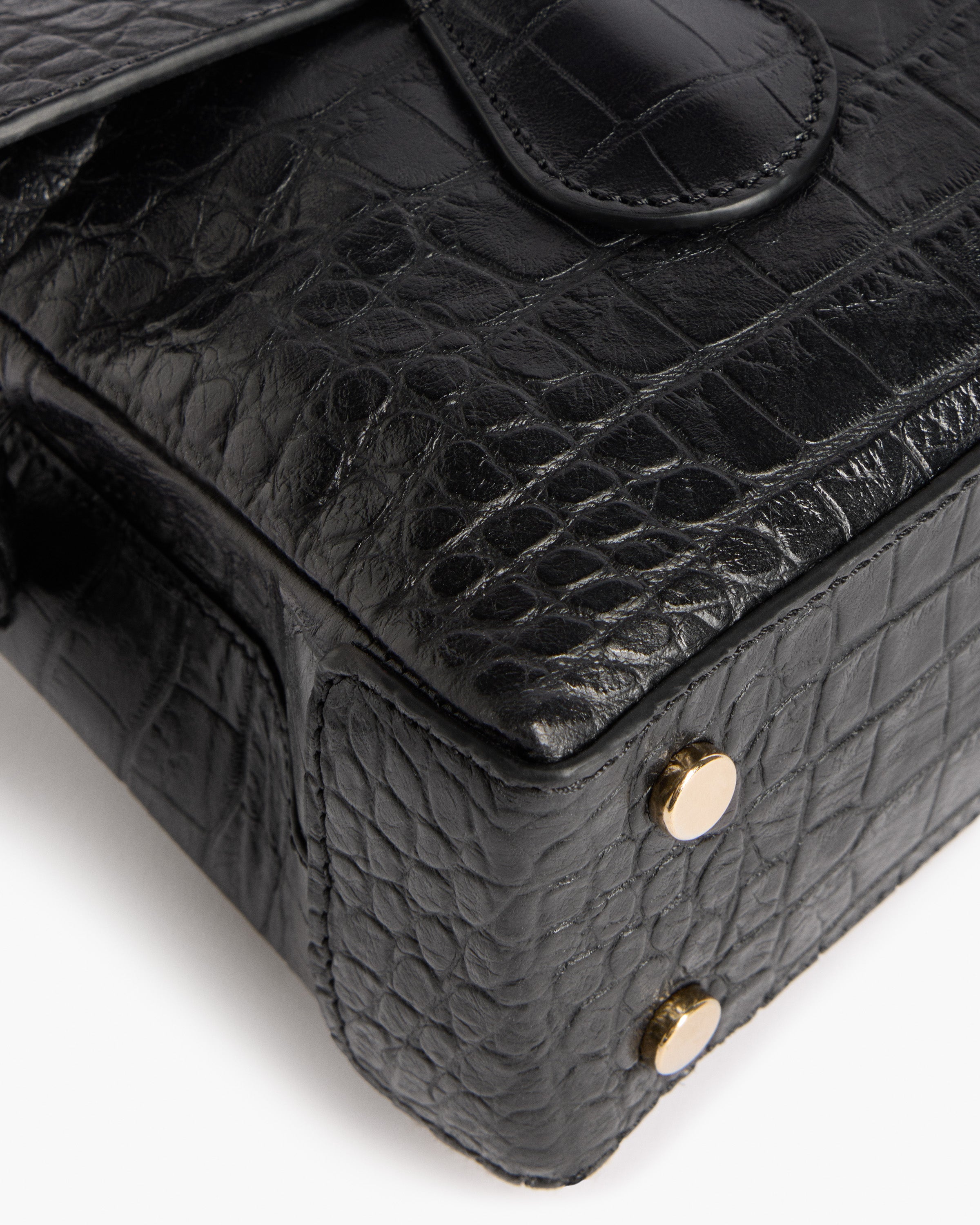 バッグ black leather bag Lydia Mini Bag Leather Black Croco – Flattered