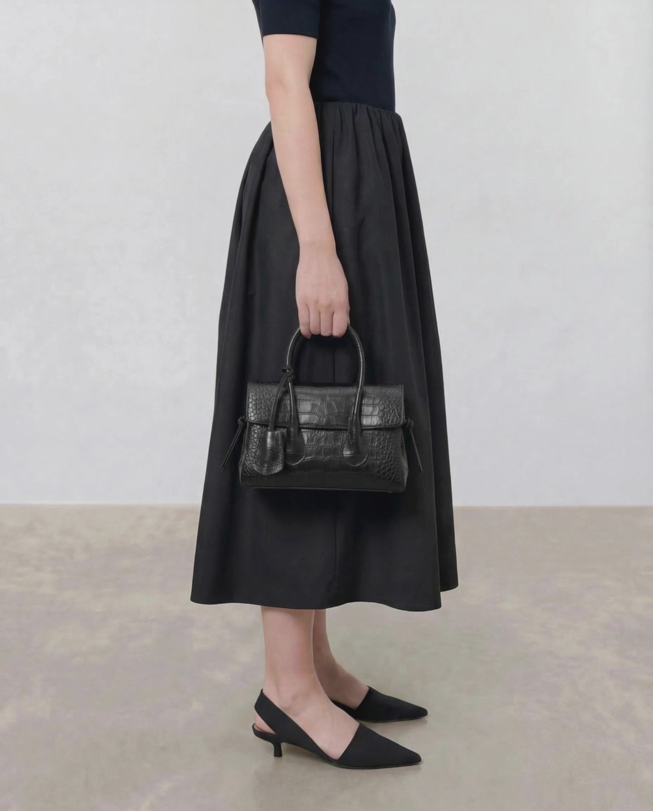 Lydia Mini Bag Leather Black Croco – Flattered