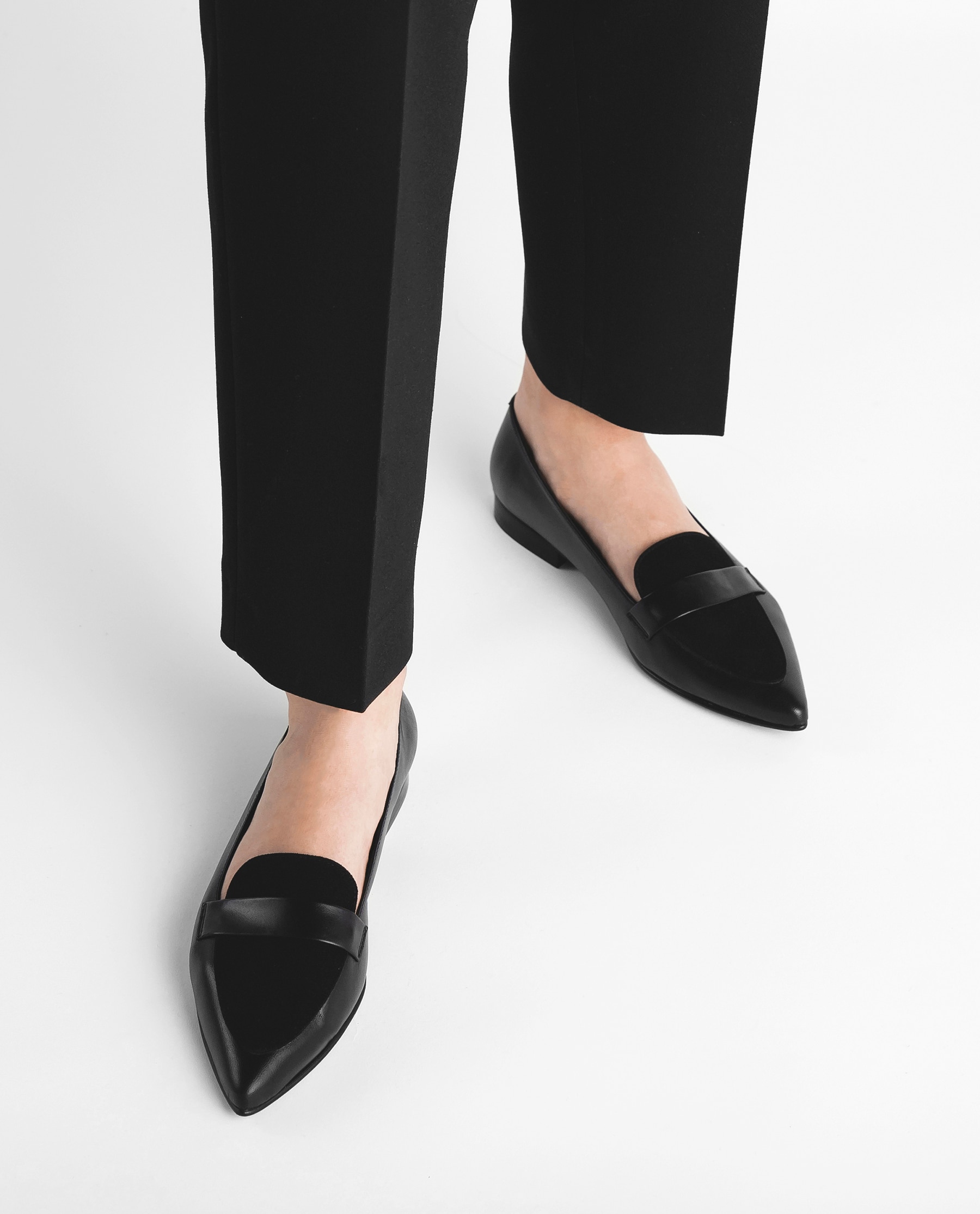 black quilted loafers