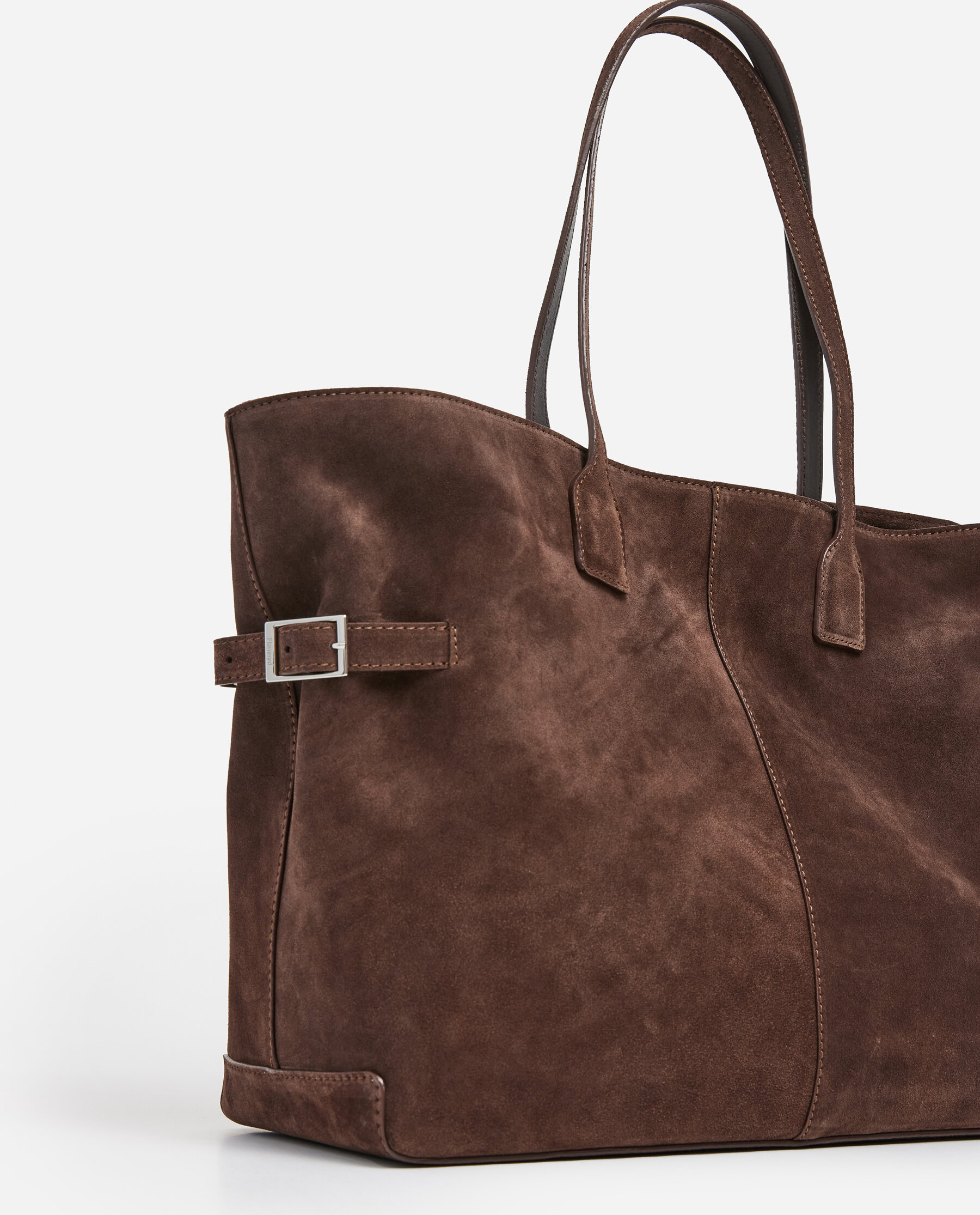 Lesley Tote Bag Suede Chocolate | Flattered.com